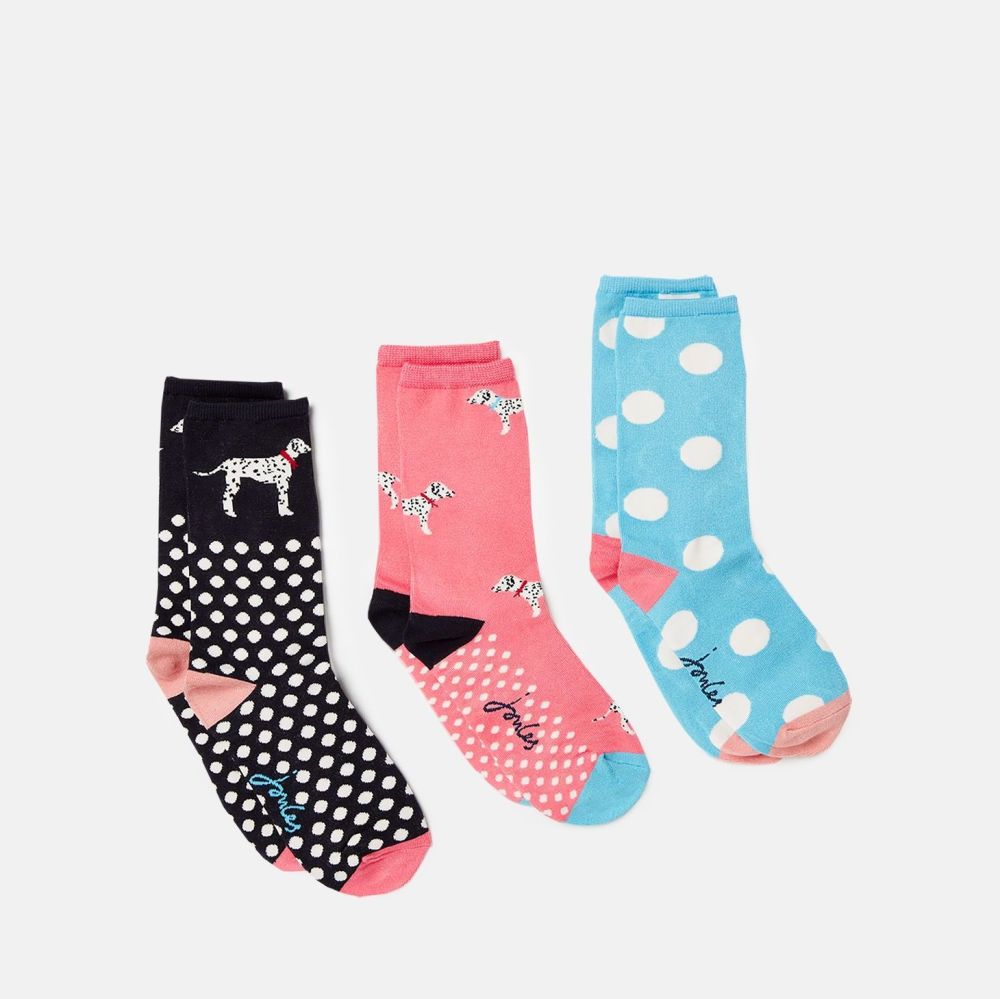 Excellent Everyday Eco Vero Socks 3 Pack- Pink Dalmation Dogs