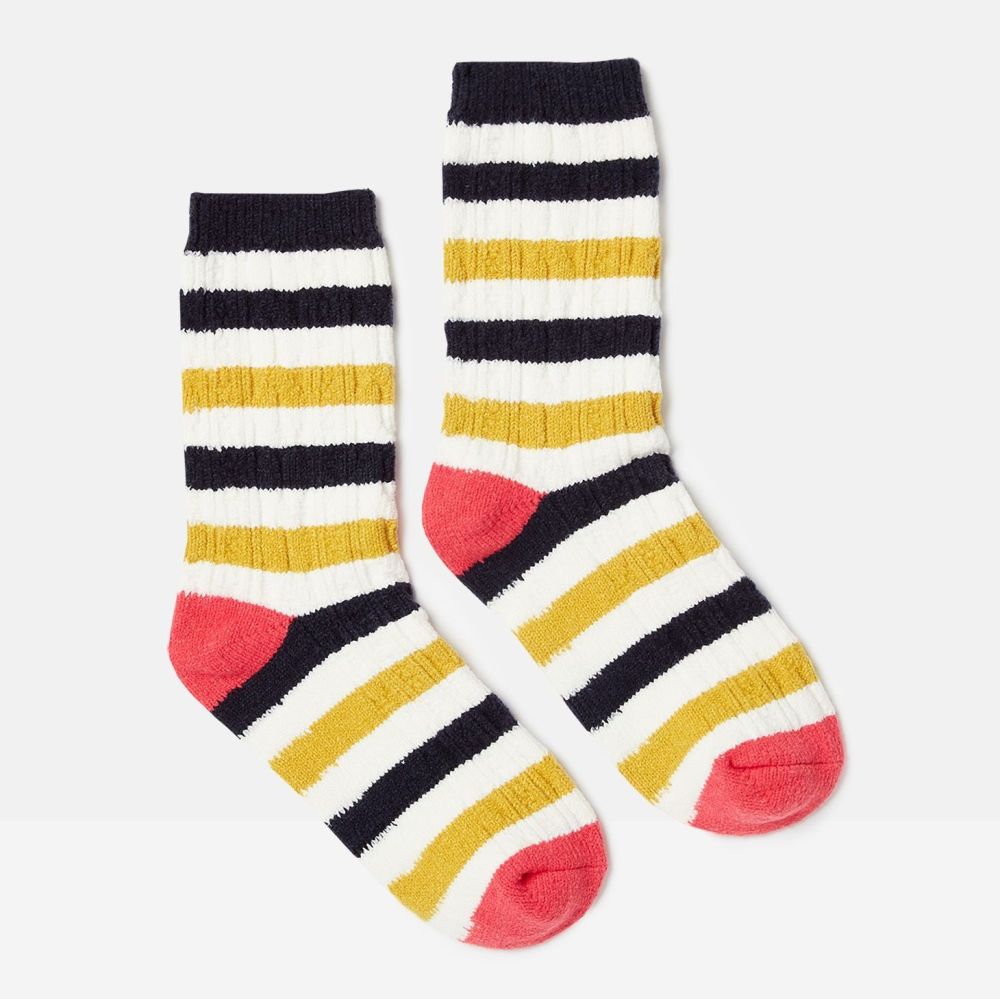 Trussel Socks- Navy Mustard Stripe