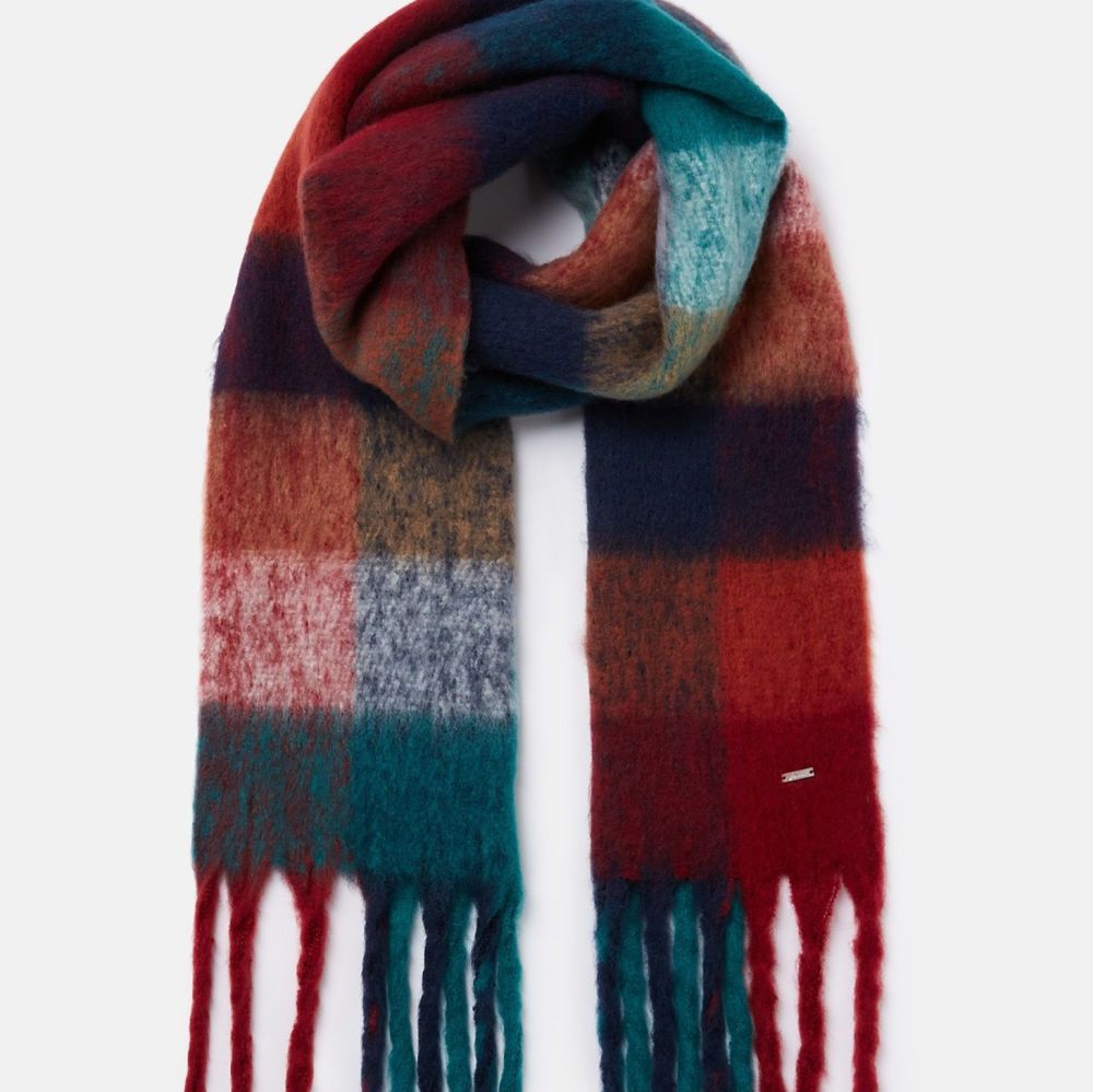 Folley Brushed Scarf- Navy Green Check