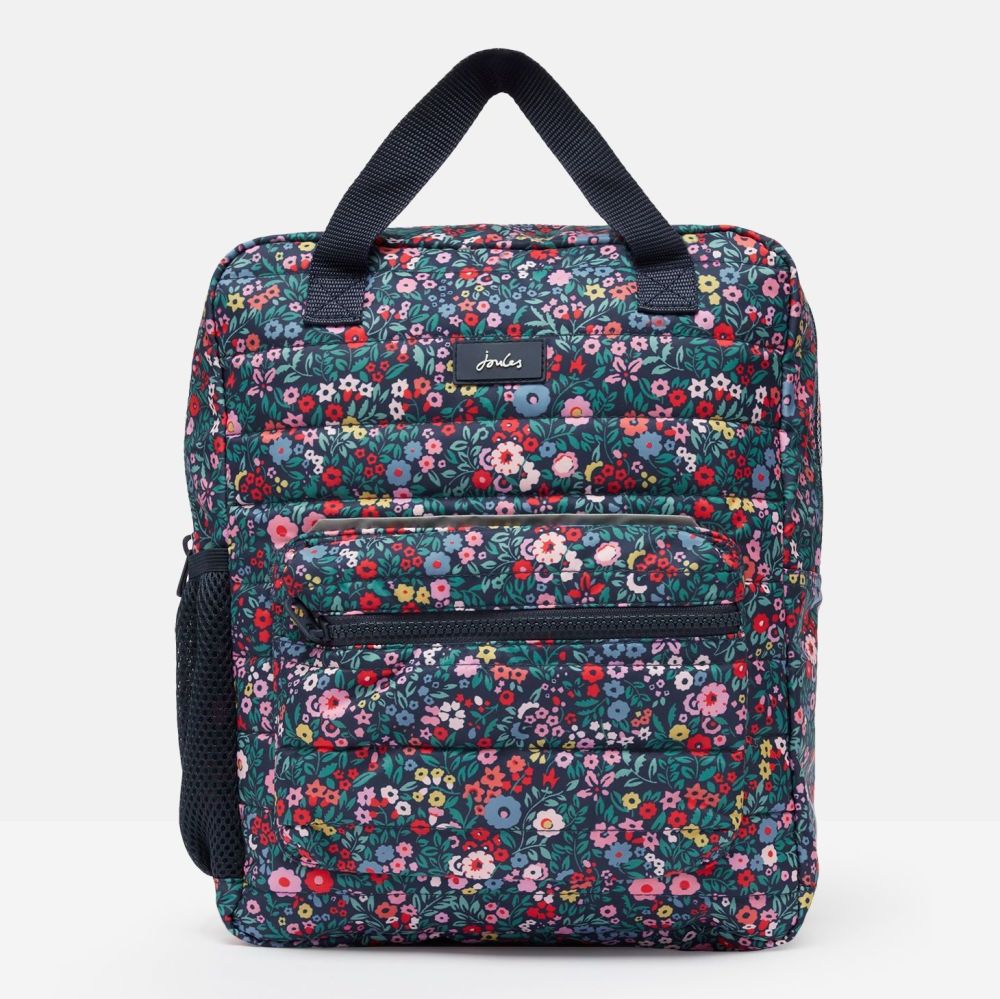 Quest Printed Padded Backpack- Blue Rainbow Floral
