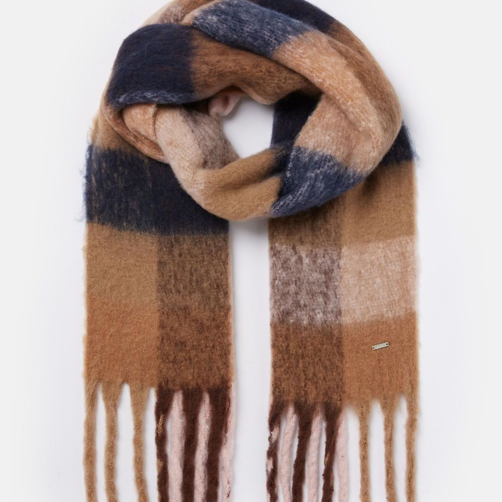 Folley Brushed Scarf- Tan Check
