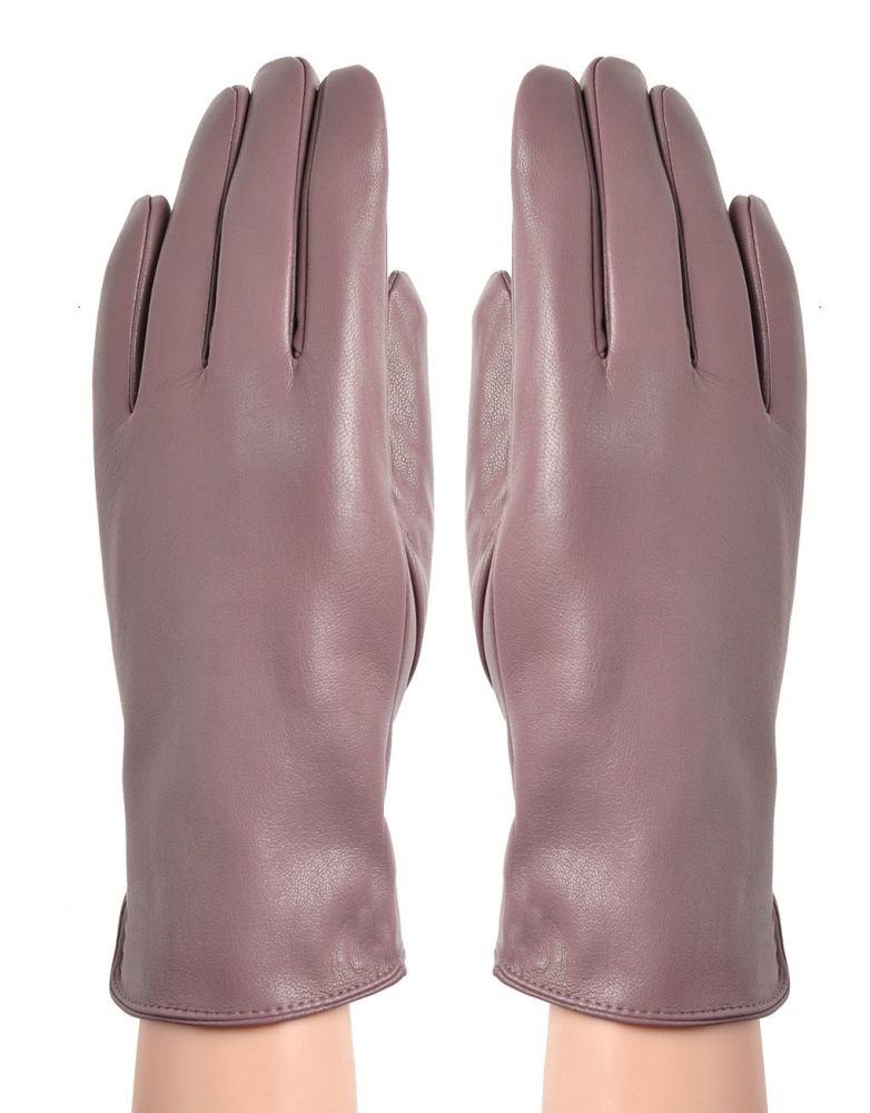 Soft Faux Leather Glove- Dark Pink