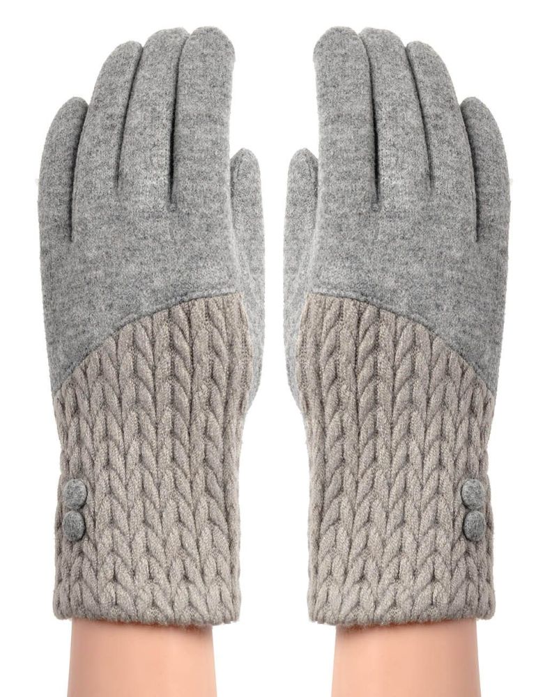 Buttons Cashmere Blend Winter Glove- Dark Grey