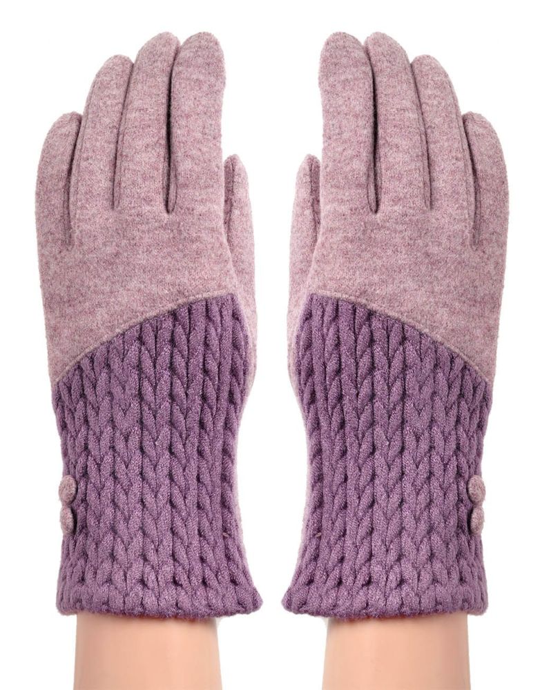 Buttons Cashmere Blend Winter Glove- Purple