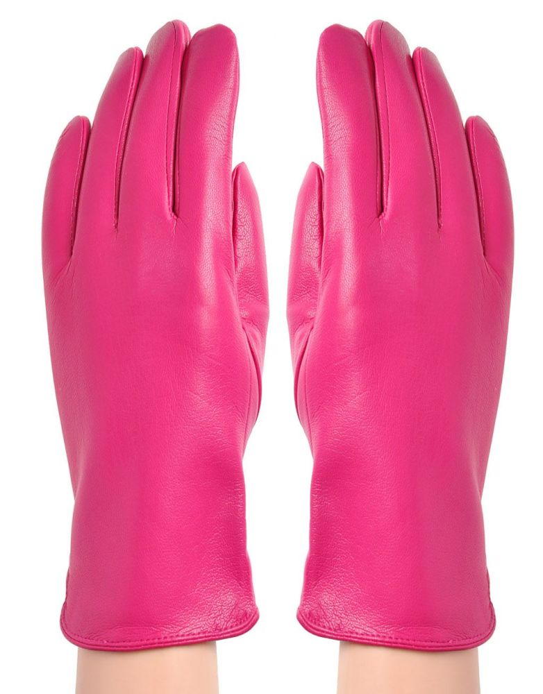 Soft Faux Leather Glove- Fuchsia Pink
