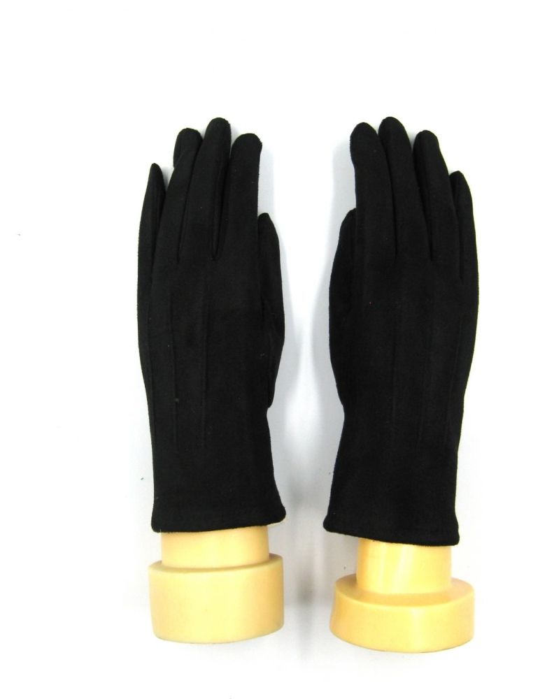 Plain Three Lines Gloves- Black