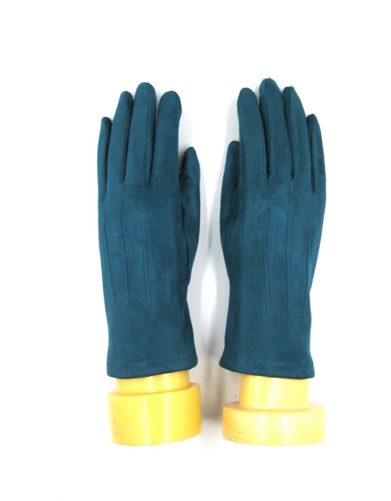 Plain Three Lines Gloves- Petrol Blue