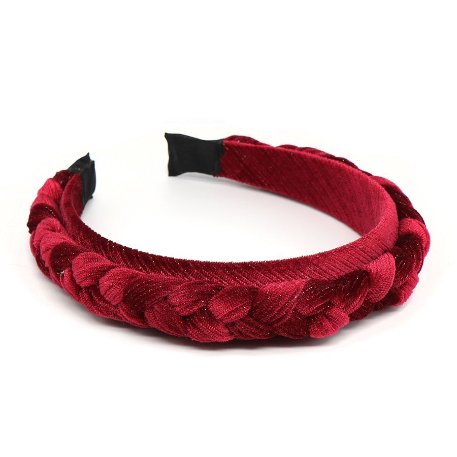 Plaited velvet headband- Red