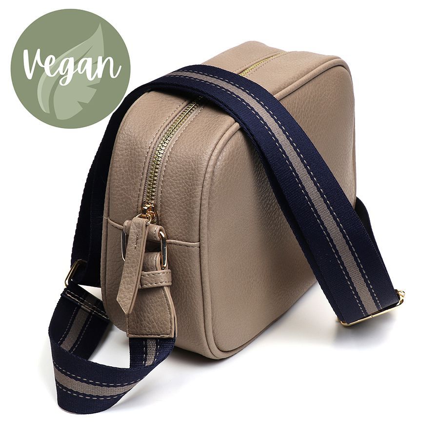 Vegan Leather chevron strap camera bag- Camel