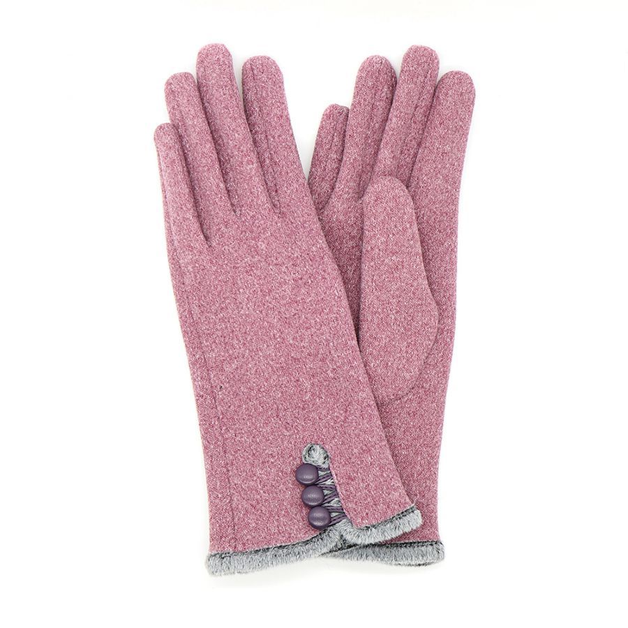 Faux Angora Gloves with button detail- Mauve