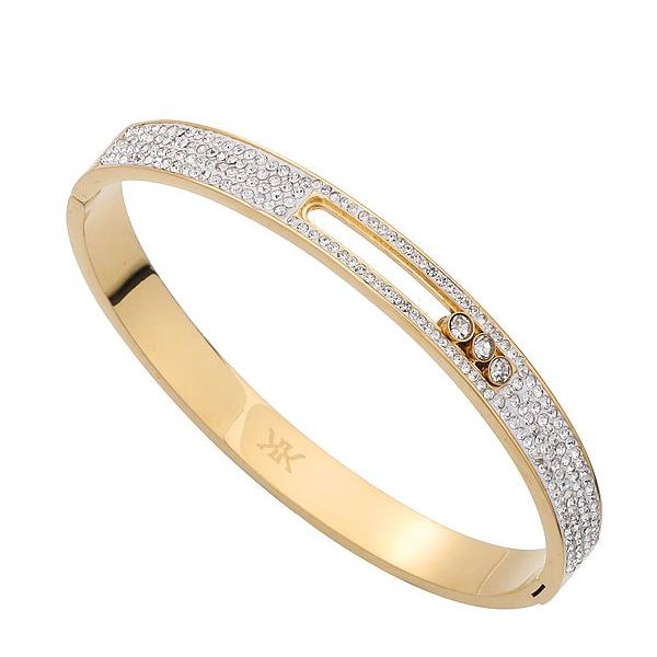 Gold Bangle with Bejewelled Front (14 Carat Gold)