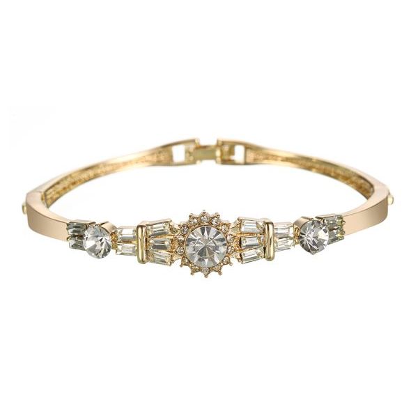 Gold Bangle with Jewelled Front (Real K Gold)