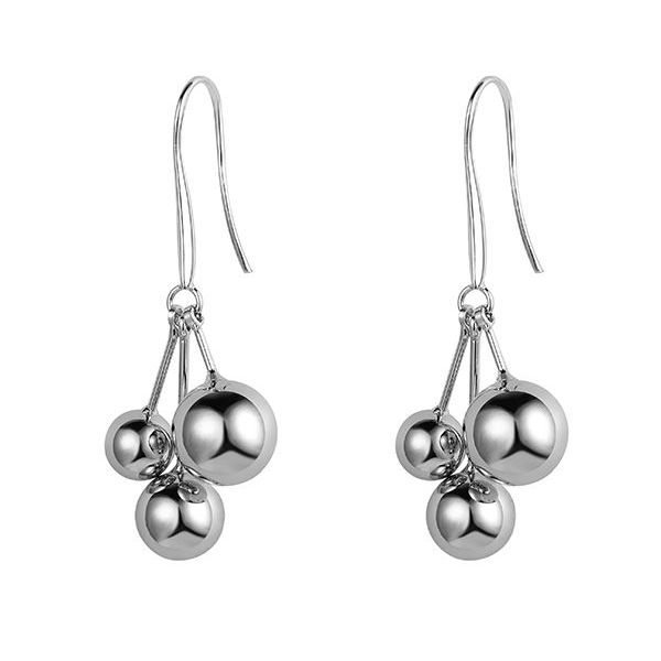 Silver drop earrings with ball pendants