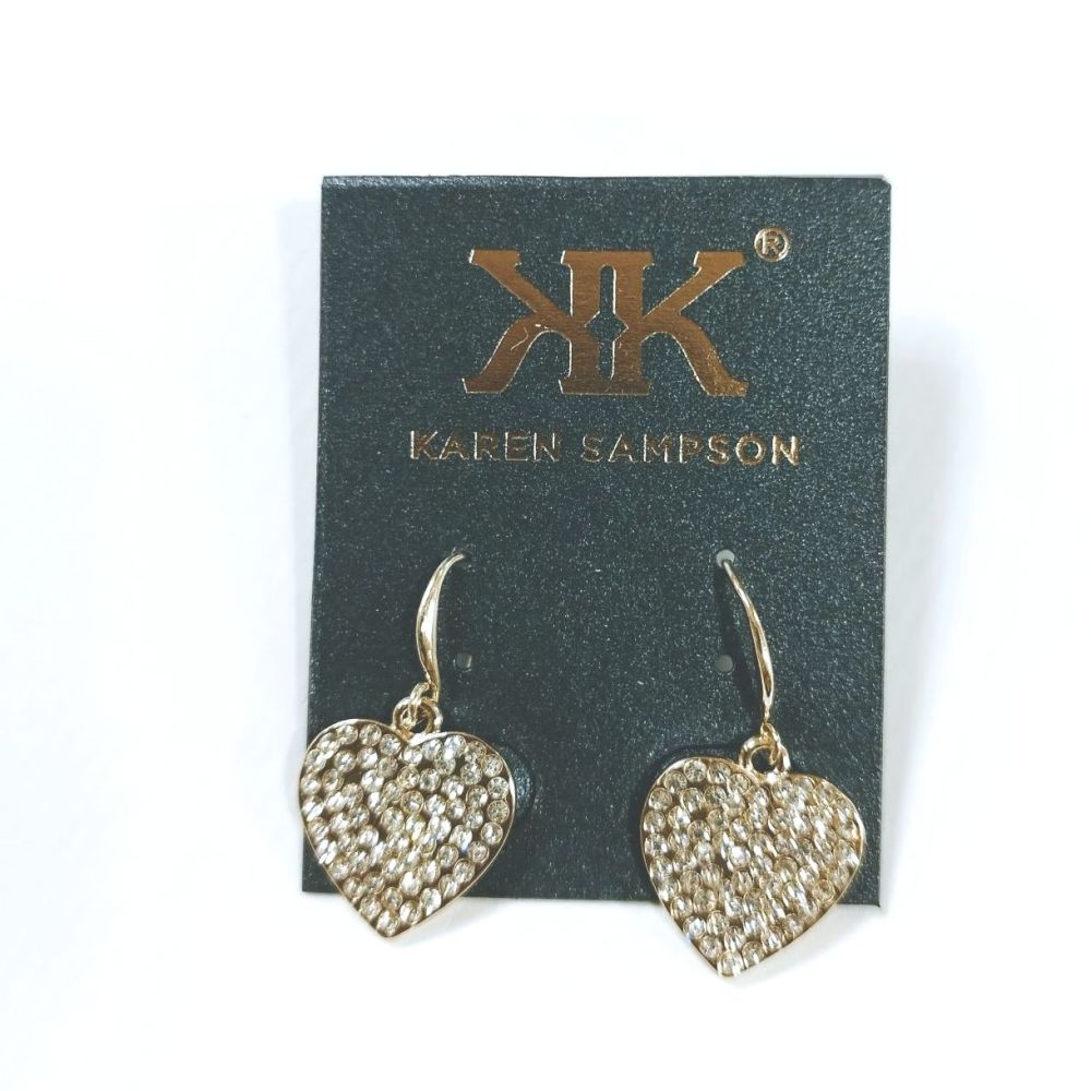 Gold jewelled Heart Earrings
