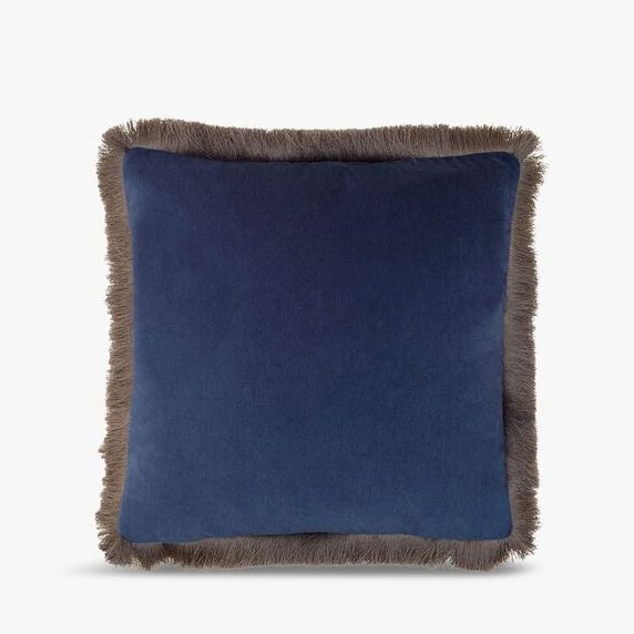 Lapis Bluebell Velvet Cushion with Trim- Voyage Maison