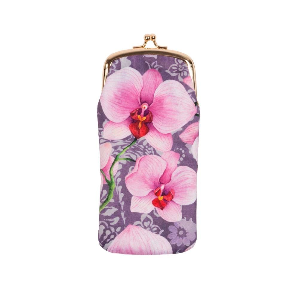 Purple Orchid Floral Glasses' Pouch