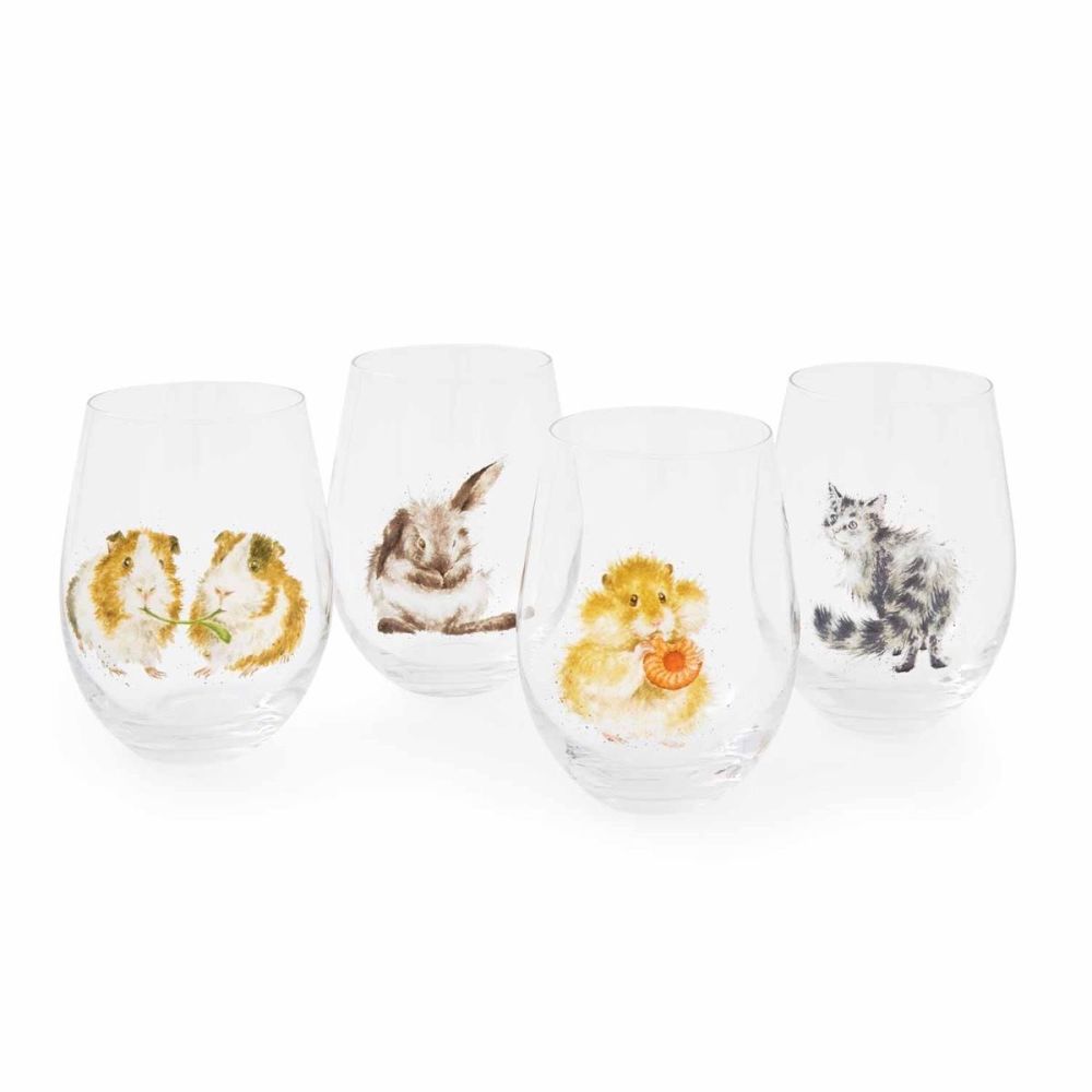 Royal Worcester Wrendale Designs Assorted Country Animals Tumbler Glasses S