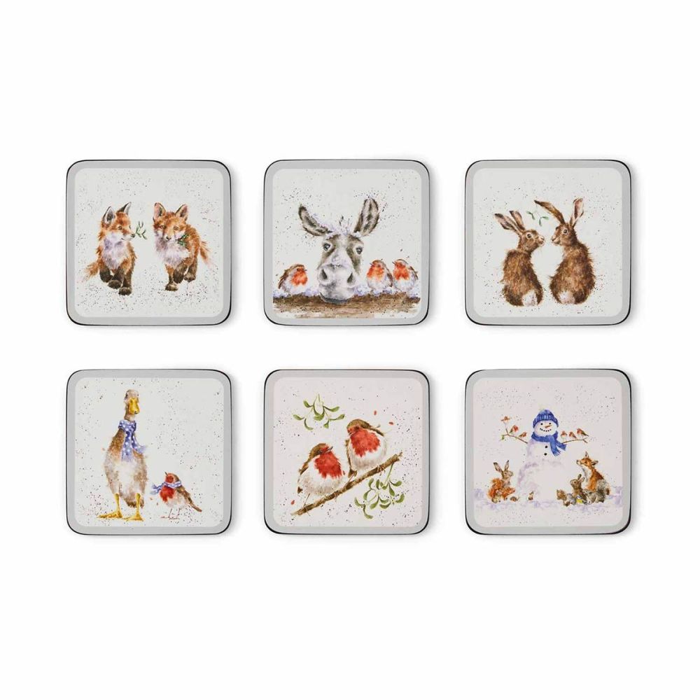 Set of 6 Christmas Animal Coasters