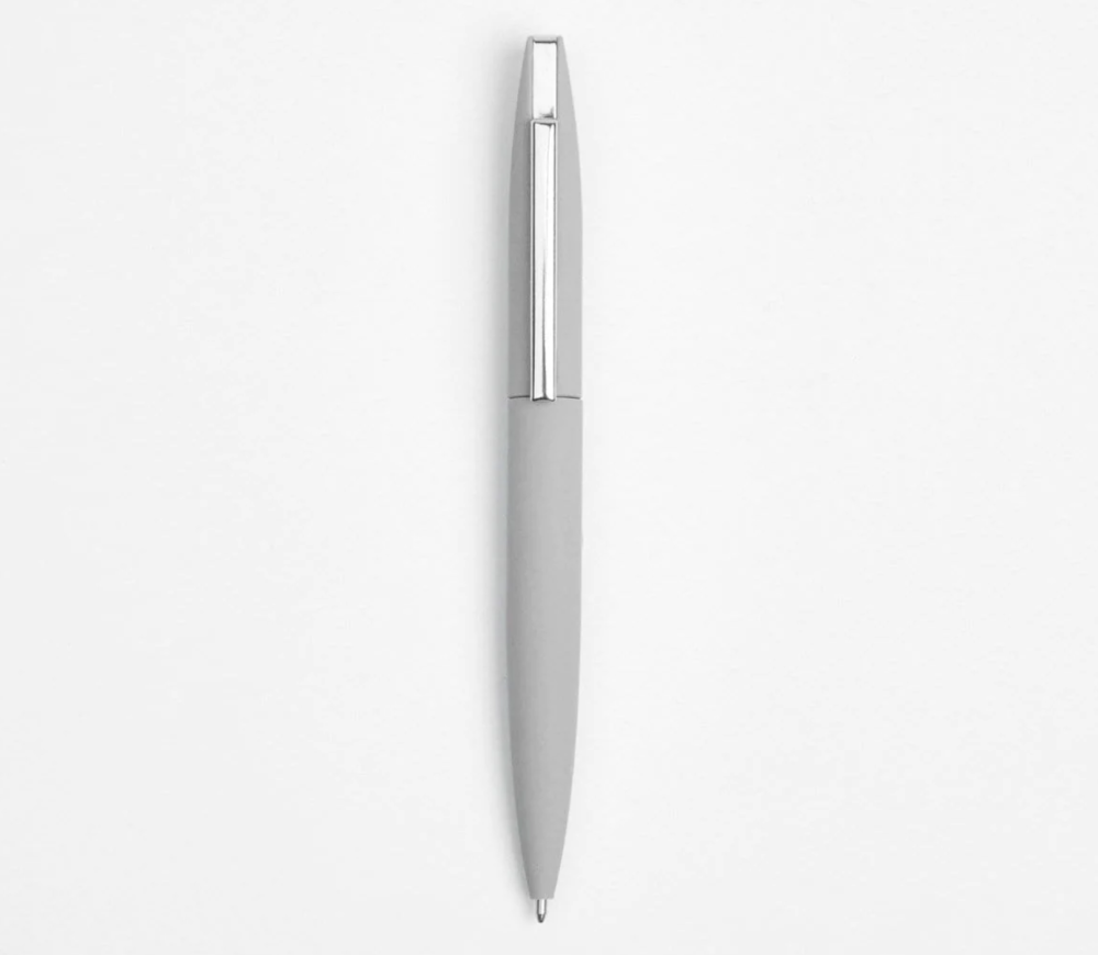 Contrasting Soft Touch Blade Ball Pen- Silver
