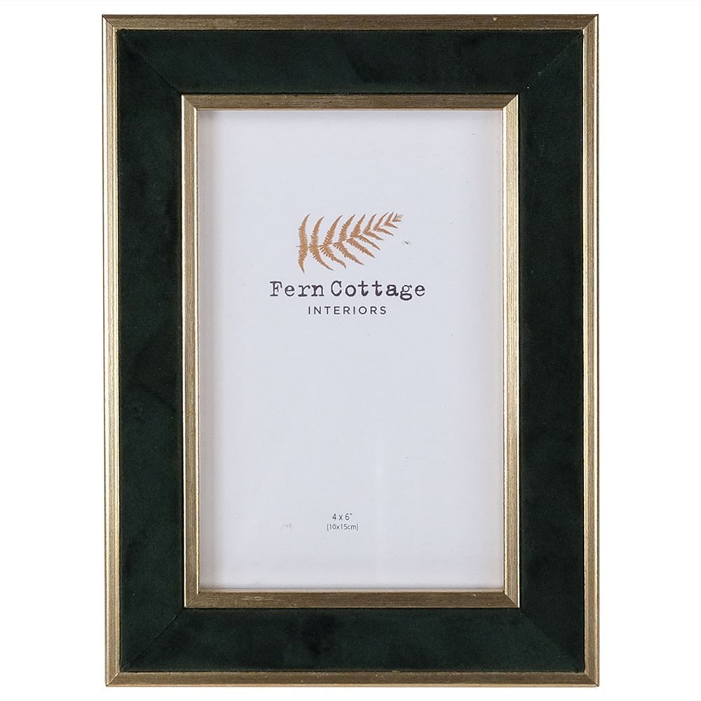Green Velvet with Gold Photo Frame (6 x 4 inches)