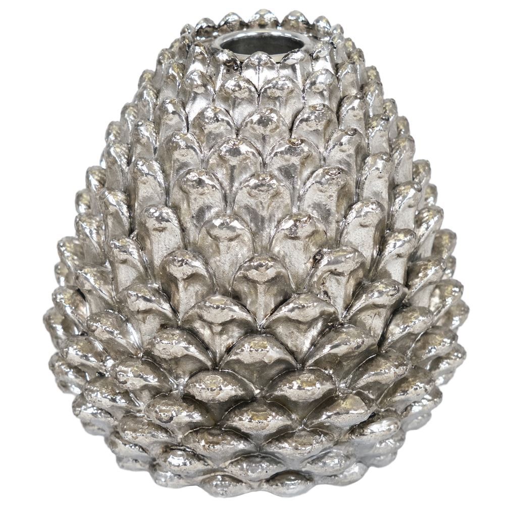 Silver Pine Cone Candle Holder (Large)