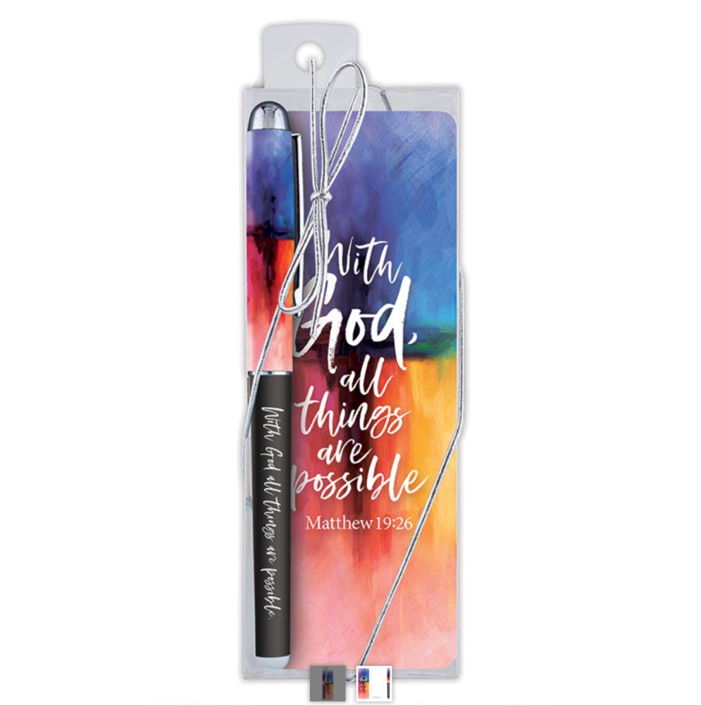 With God All Things are Possible Gift Pen with Bookmark