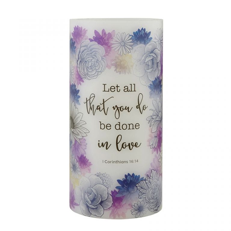 LED Candle – 3″ X 6″ Corinthians 16:14- All that you do be done in Love