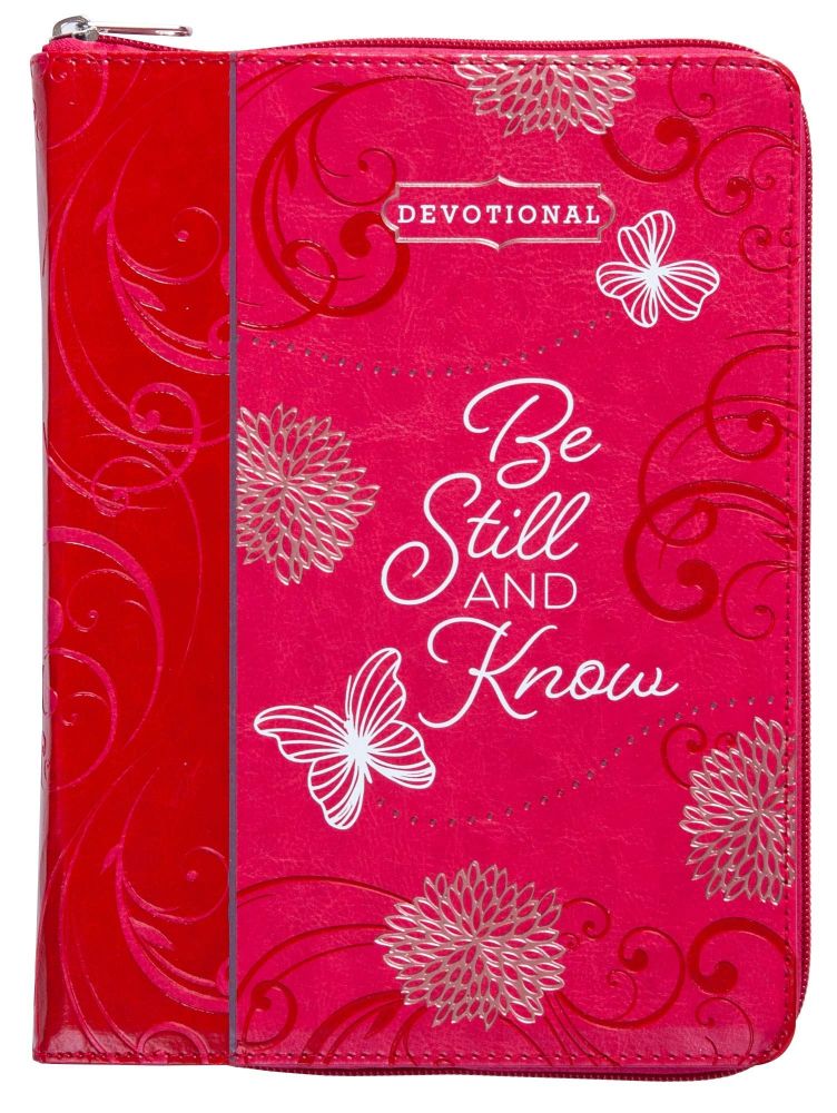 Be Still and Know Guided Devotional (Faux Leather) - Women's Devotional Book with Zip Around Closure