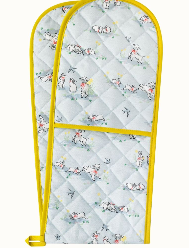 Spring Bunnies And Lambs Cotton Double Oven Glove