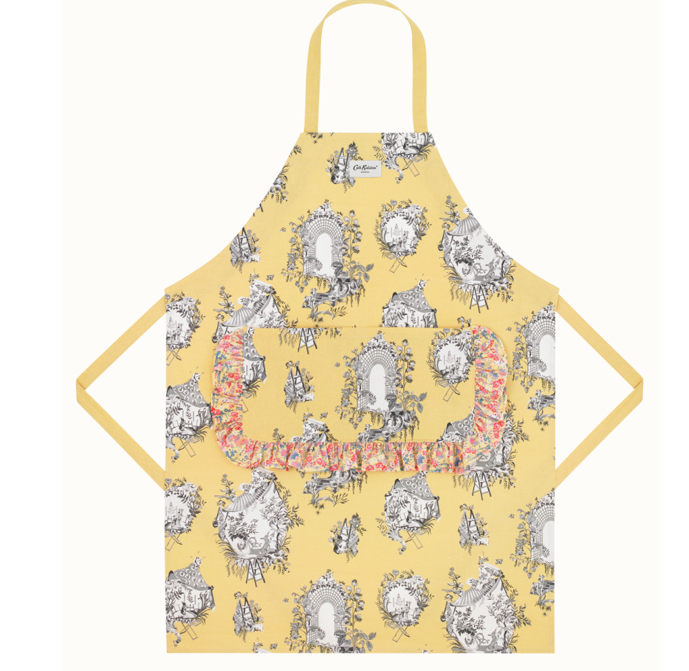 30 Years Toile Cotton Easy Adjust Apron With Frill Pocket