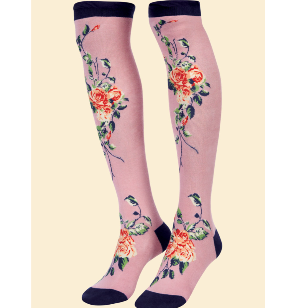 Floral Vines Long Socks - Lavender