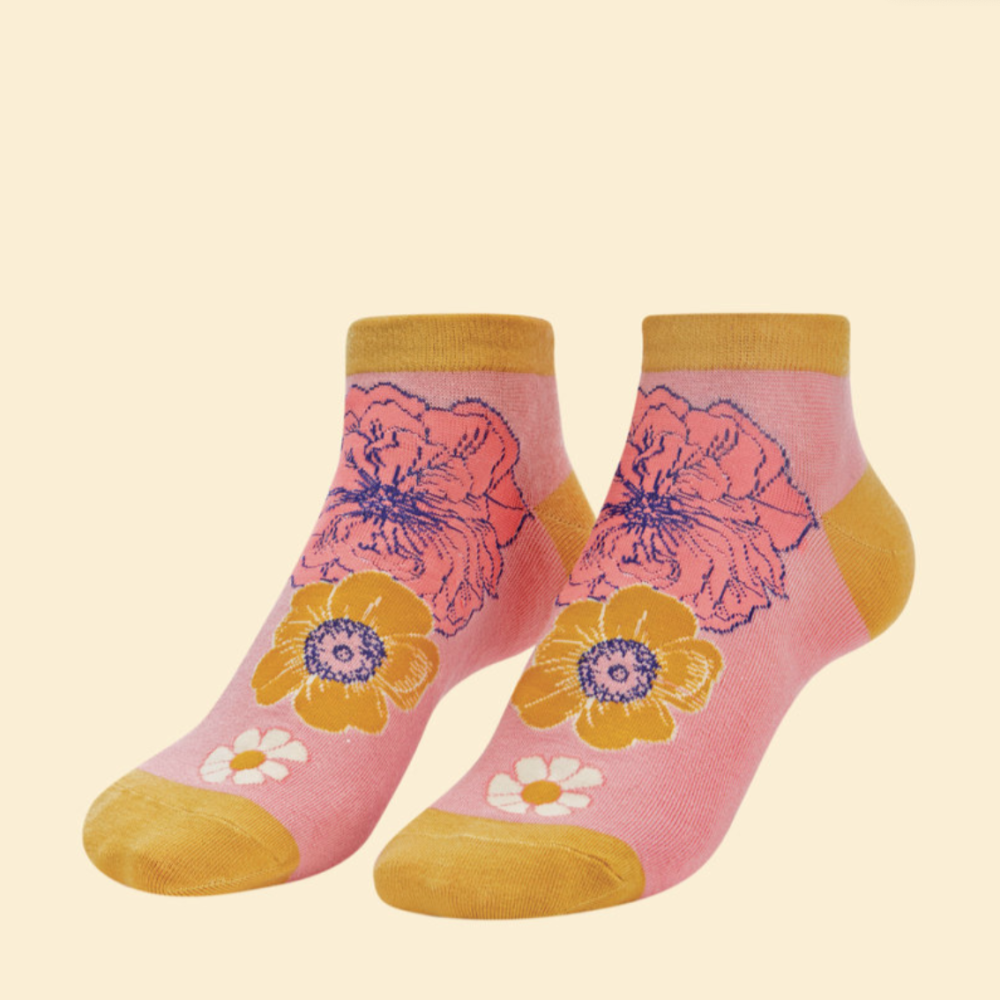 Flower Heads Trainer Socks - Petal