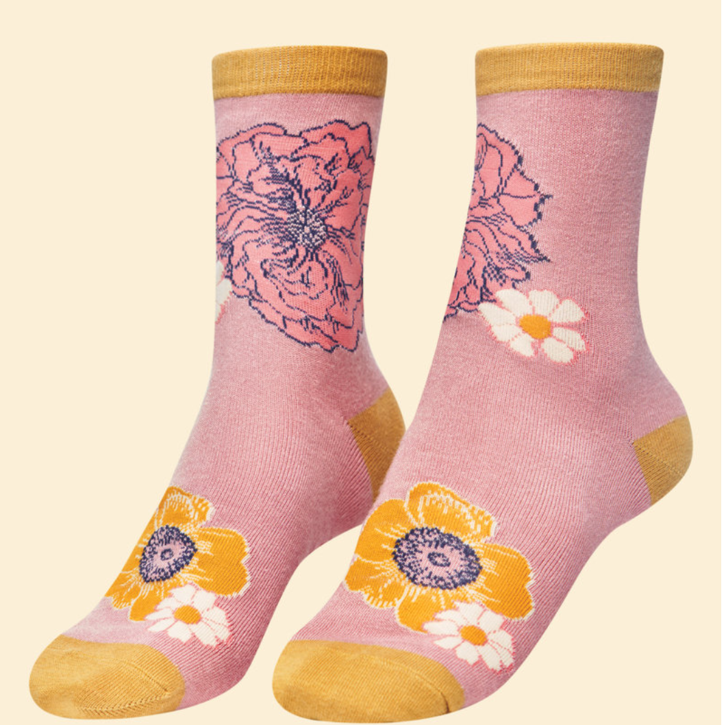Flower Heads Ankle Socks - Petal