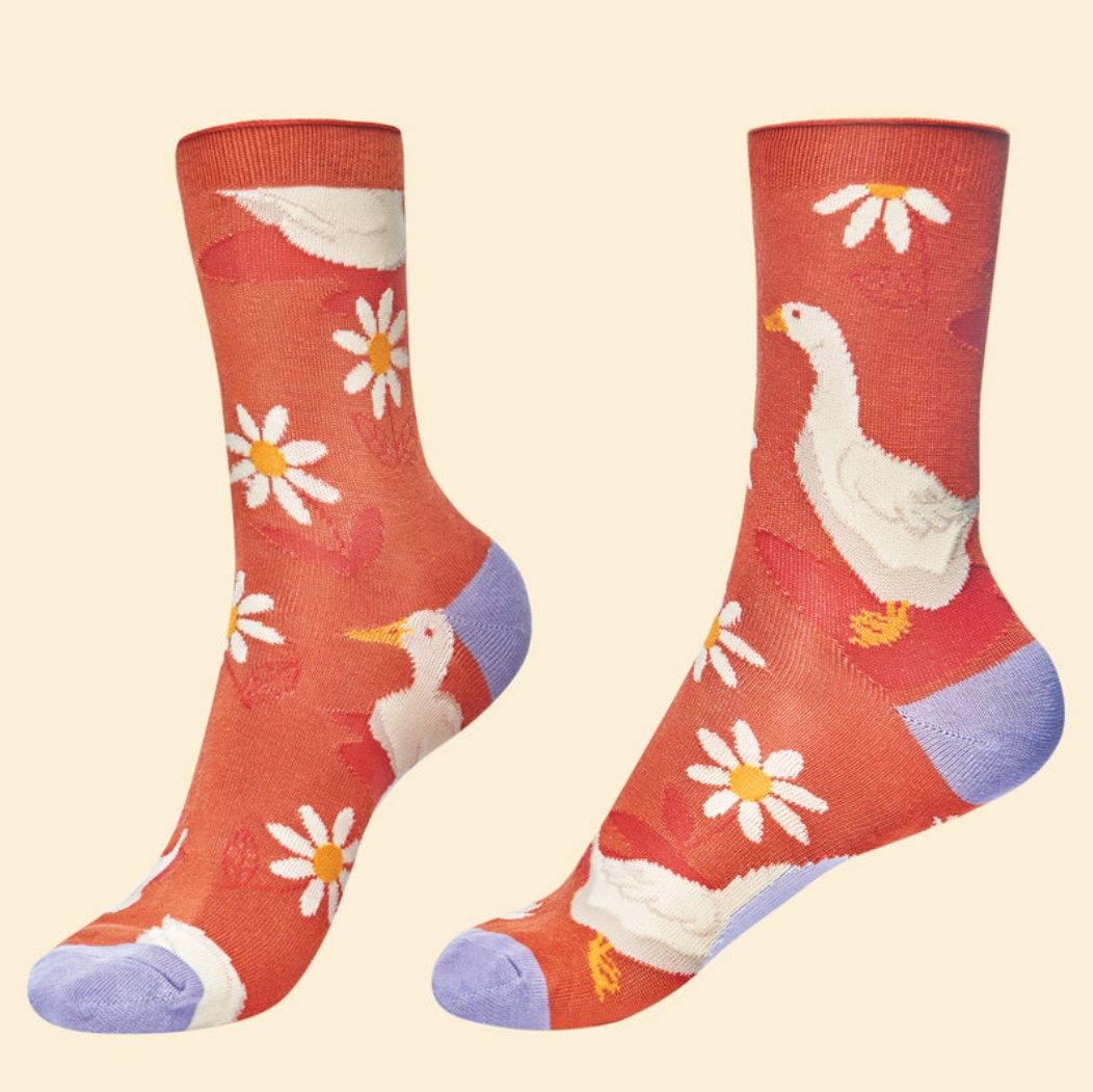 Daisy Ducks Ankle Socks - Tangerine