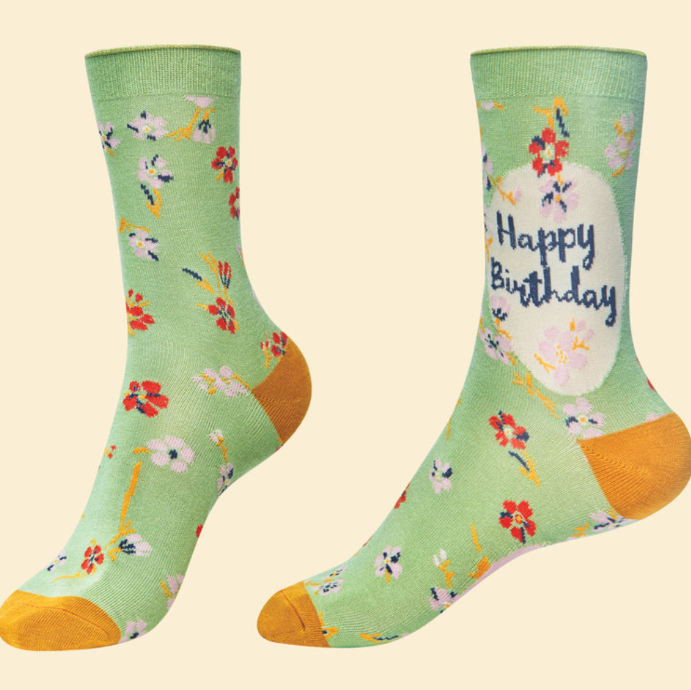 Happy Birthday Ankle Socks - Sage