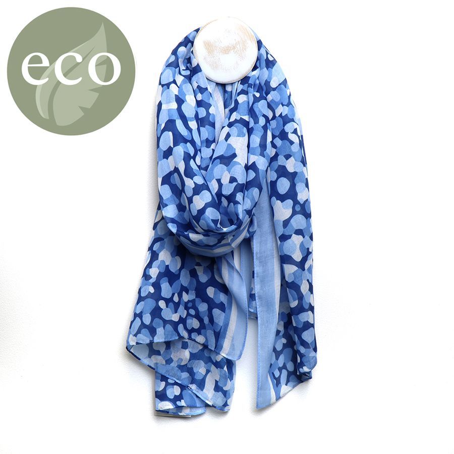 Recycled blue mix layered spot print scarf