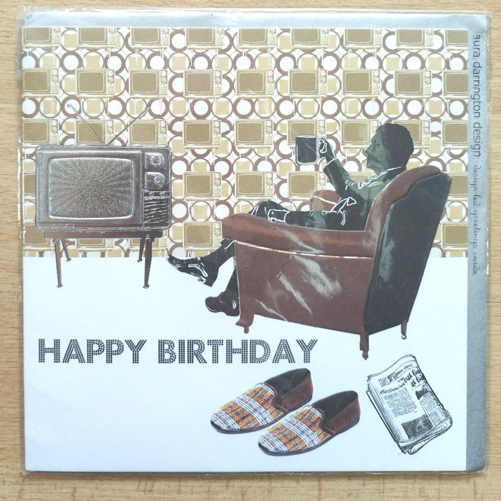 Birthday Card- Slippers/ Tv relaxing
