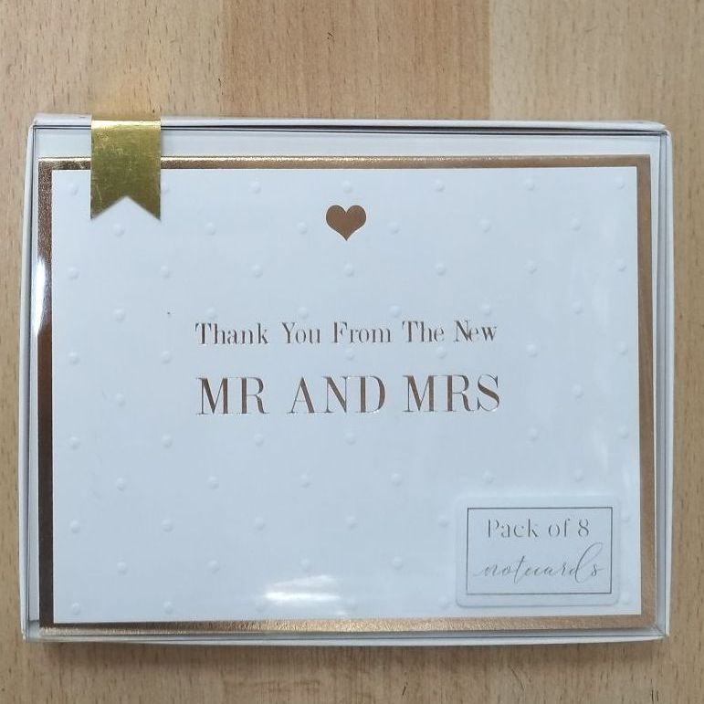 Thankyou from the new Mr and Mrs- set of 8 notecards