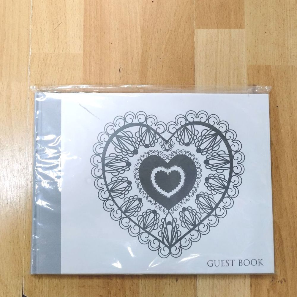 Guest Book- White with Silver Heart