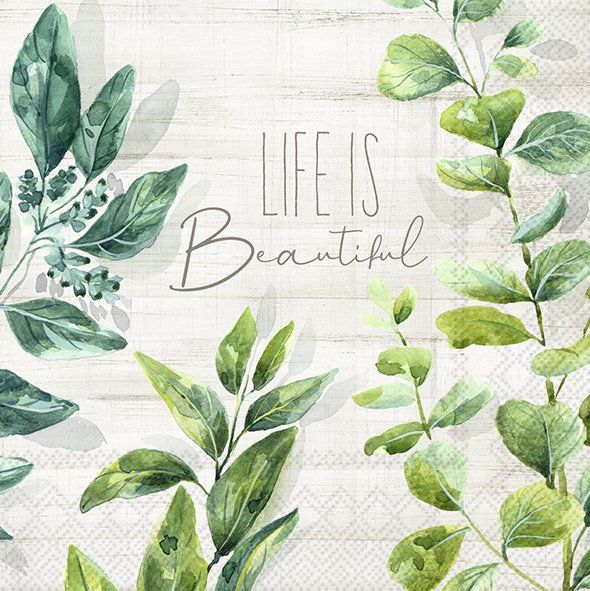 Bonnie- Life is Beautiful- Green leaves Napkins