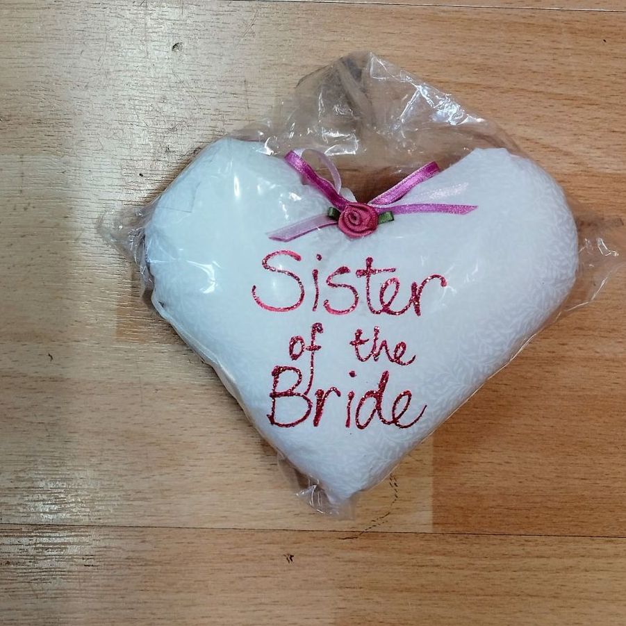 Sister of the Bride Heart Cushion