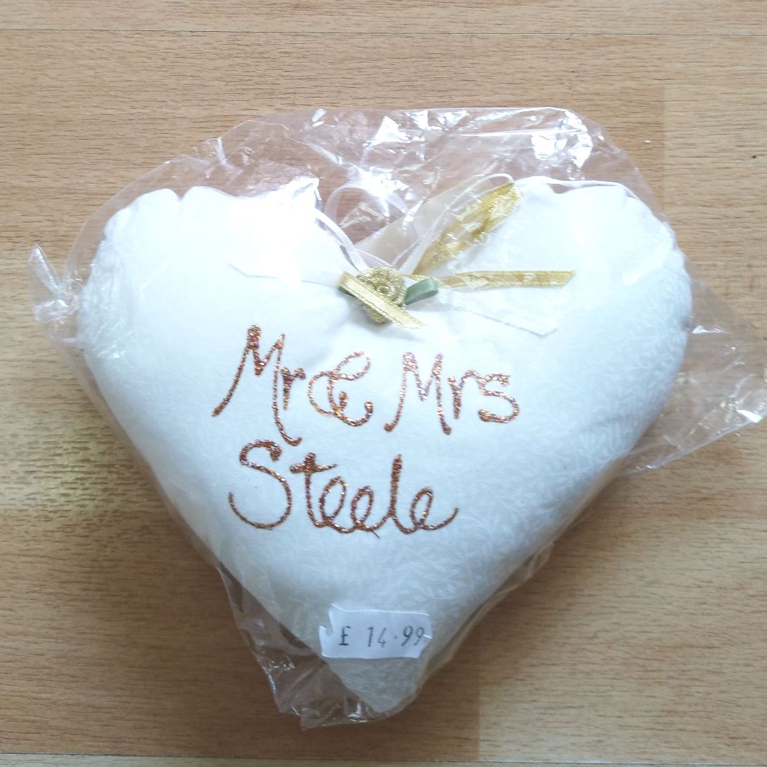 Mr and Mrs Steele Heart Cushion