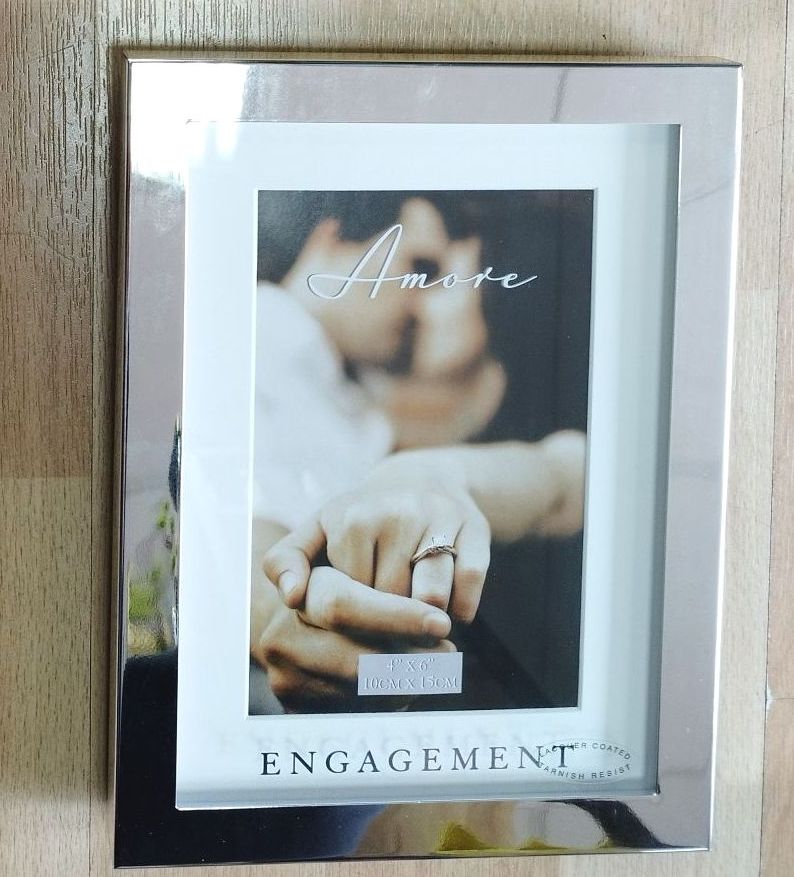 Silver Engagement Photo Frame- 6" x 4"