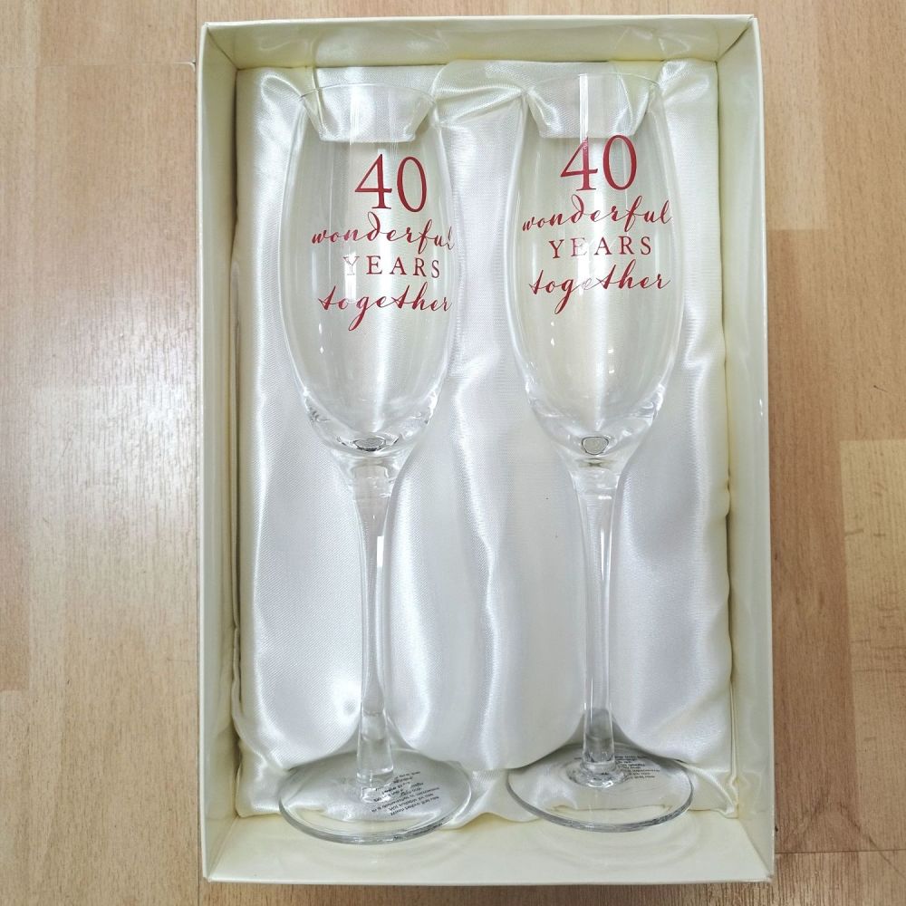 40th Ruby Anniversary Champagne Glasses