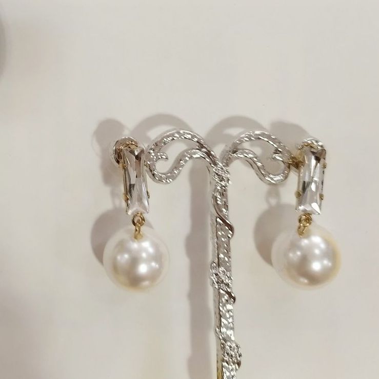 Faux Pearl Earrings with gold trim