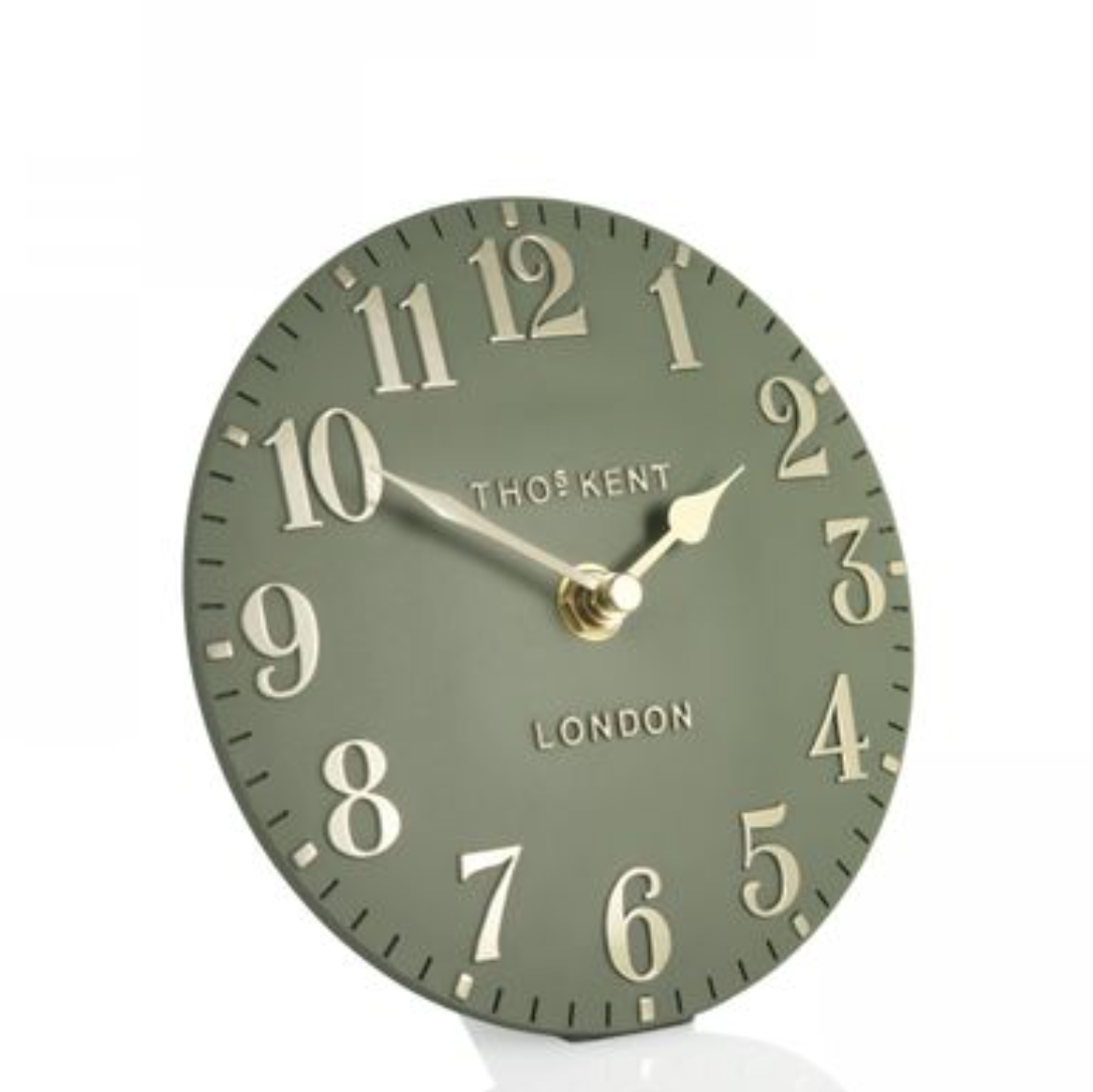 6" Arabic Lichen Green Mantel Clock