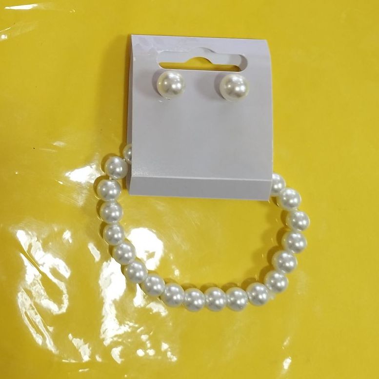 Faux Pearl Earrings with matching bracelet set