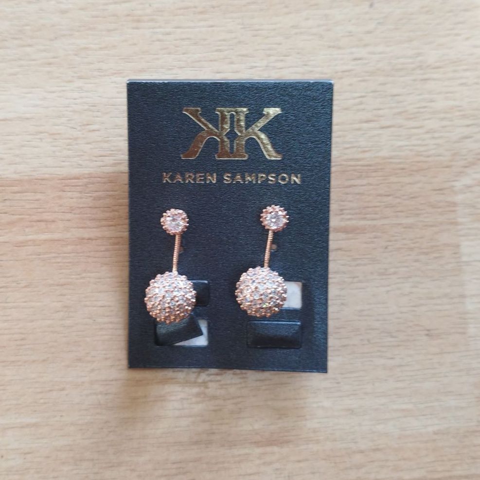 Two-tier Rose Gold Stud Earrings with ornate detailing