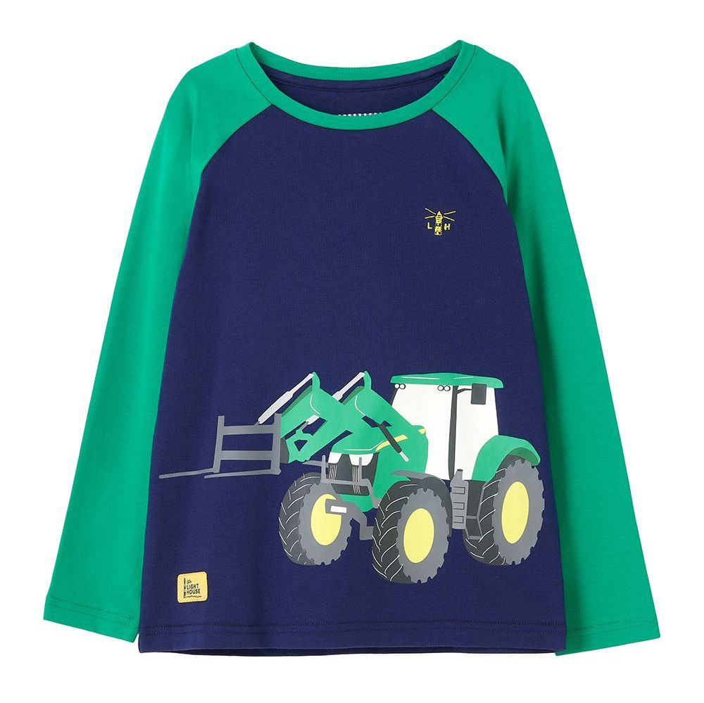 Mason Boys' Long Sleeve T-shirt - Green Tractor- Age 1-2, 2-3, 3-4, 4-5, 5-