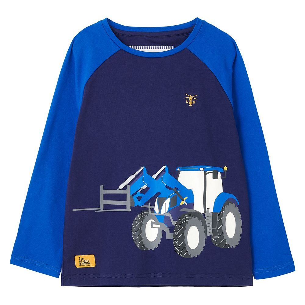 Mason Boys' Long Sleeve T-shirt - Blue Tractor- Age 1-2, 2-3, 3-4, 4-5, 5-6
